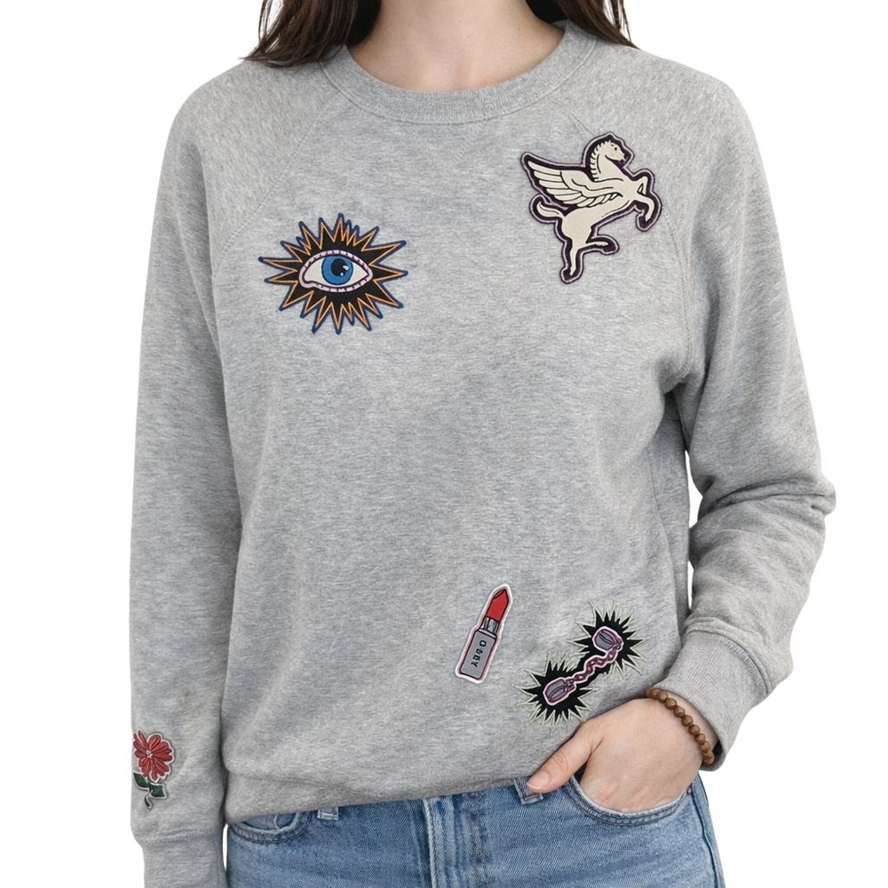 Obey Patched Comfy Creatures Grey Pullover Crew Neck Sweatshirt - Size S
